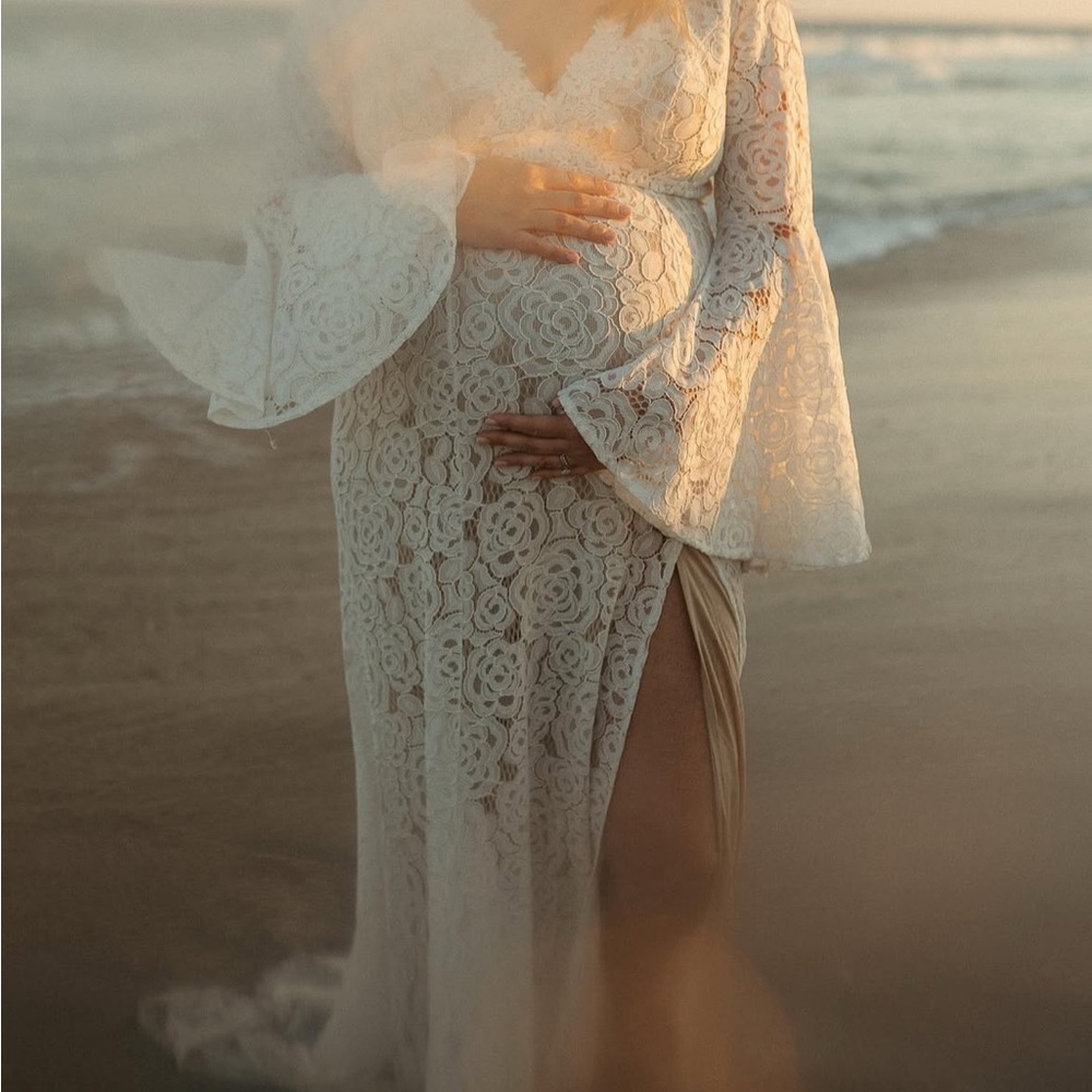 Lulu's Elegant Cream Lace Wedding Dress